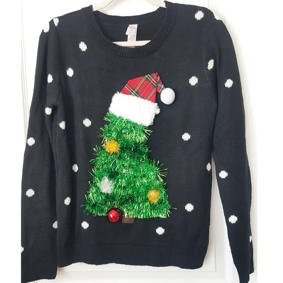Sweaters - Ugly Christmas Sweater Tinsel Christmas Tree Large